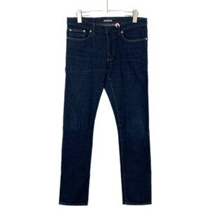 Dior Dark Blue Slim-Fit Denim Jeans Made In Italy Size 30 Cotton & Leather